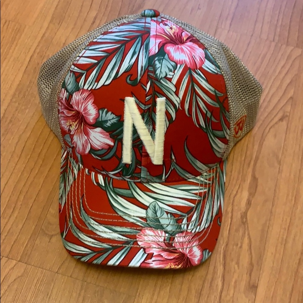 Floral Fitted Nebraska Husker Hat